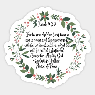 For Unto Us a Child is Born - Bible Verse - Christian Christmas Design Sticker
